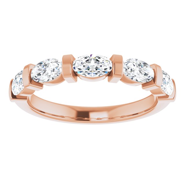 1.05 ct. Oval Cut Diamond Wedding Band 5 Stone Anniversary Ring-VIRABYANI